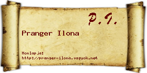 Pranger Ilona névjegykártya